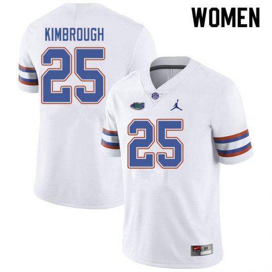 Women's Florida Gators #25 Chester Kimbrough NCAA Jordan Brand White Authentic Stitched College Football Jersey ETG7562YX